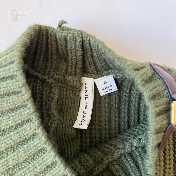 Janie and Jack Olive Green Knit Sweater with Buckle Detail - Picture 8 of 9